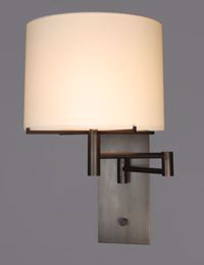 Picture of SATIN RUSTIC BRONZE SWING ARM WALL LAMP AND DRUM SHADE