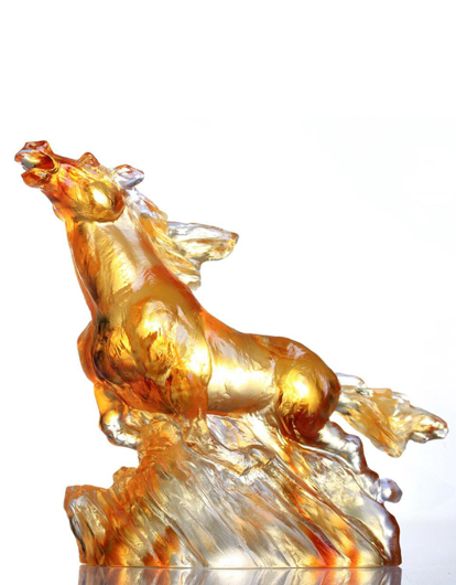 Picture of LIULI CRYSTAL ART CRYSTAL HORSE SCULPTURE (LIMITED EDITION) IN AMBER