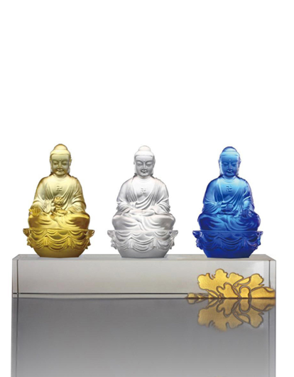 Picture of LIULI CRYSTAL ART CRYSTAL BUDDHAS OF THE THREE TREASURES (SET OF 3)