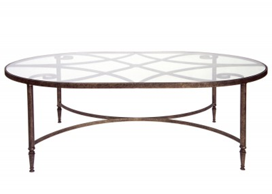 Picture of FORGED DIAMOND SCROLL COFFEE TABLE—OVAL