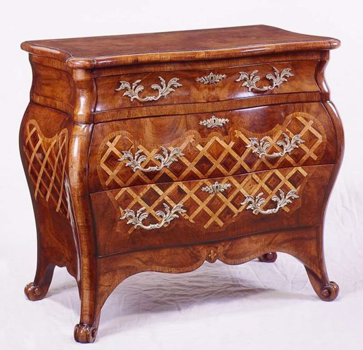 Picture of LOUIS XV STYLE WALNUT COMMODE WITH PARQUETRY INLAY