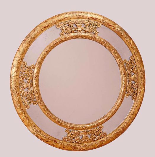 Picture of FLEMISH STYLE ROUND CARVED AND GILDED MIRROR